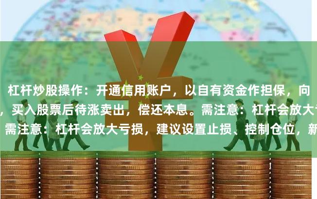 杠杆炒股操作:开通信用账户,以自有资金作担保,向券商融资(通常1-2倍),买入股票后待涨卖出,偿还本息。需注意:杠杆会放大亏损,建议设置止损、控制仓位,新手慎用。